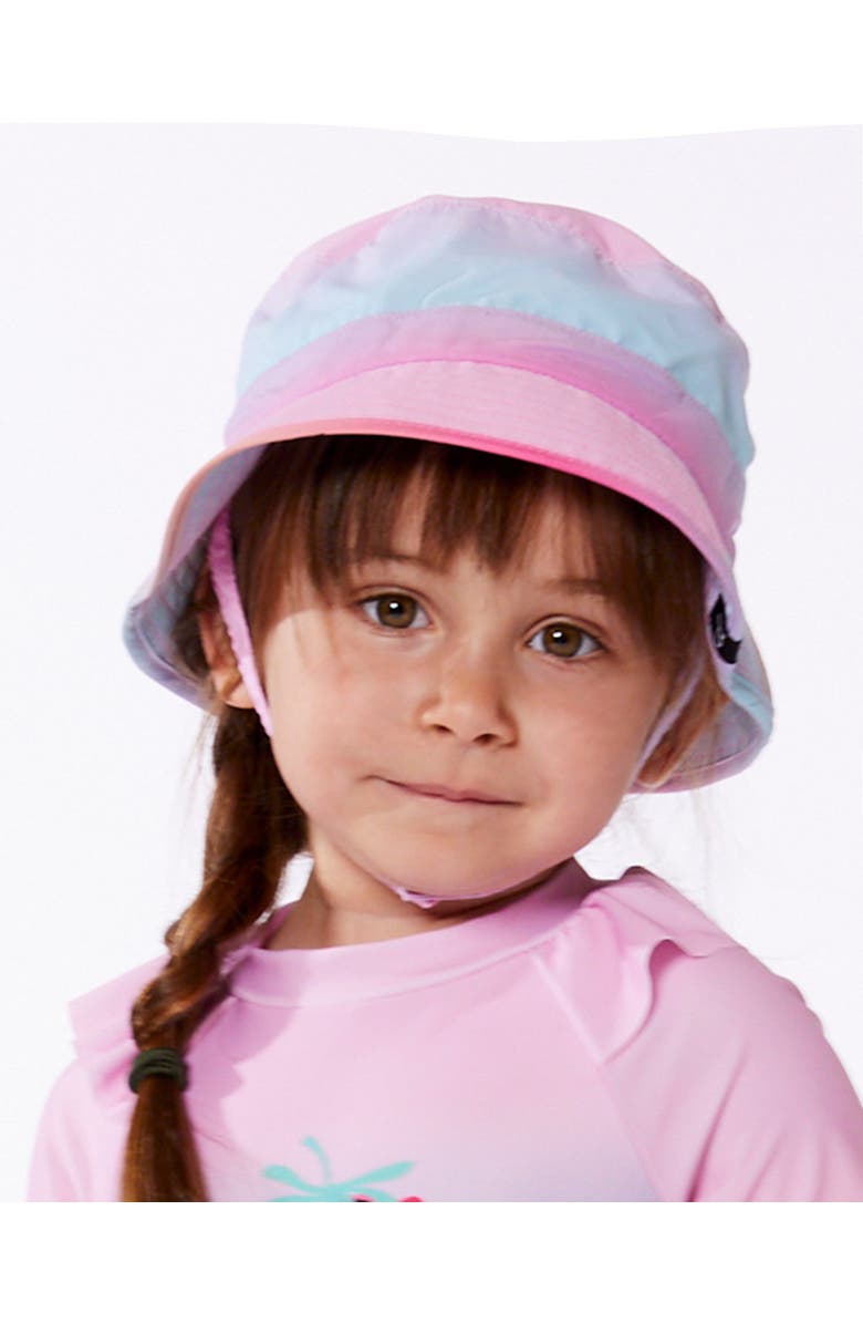 Deux par Deux Little Girl's Printed Beach Sun Hat Pink, Orange, And Turquoise, Alternate, color, Pink, Orange, And Turquoise