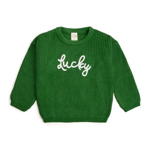 Sweet Wink Girls Green Lucky Shamrock St. Patrick's Day Knit Sweater