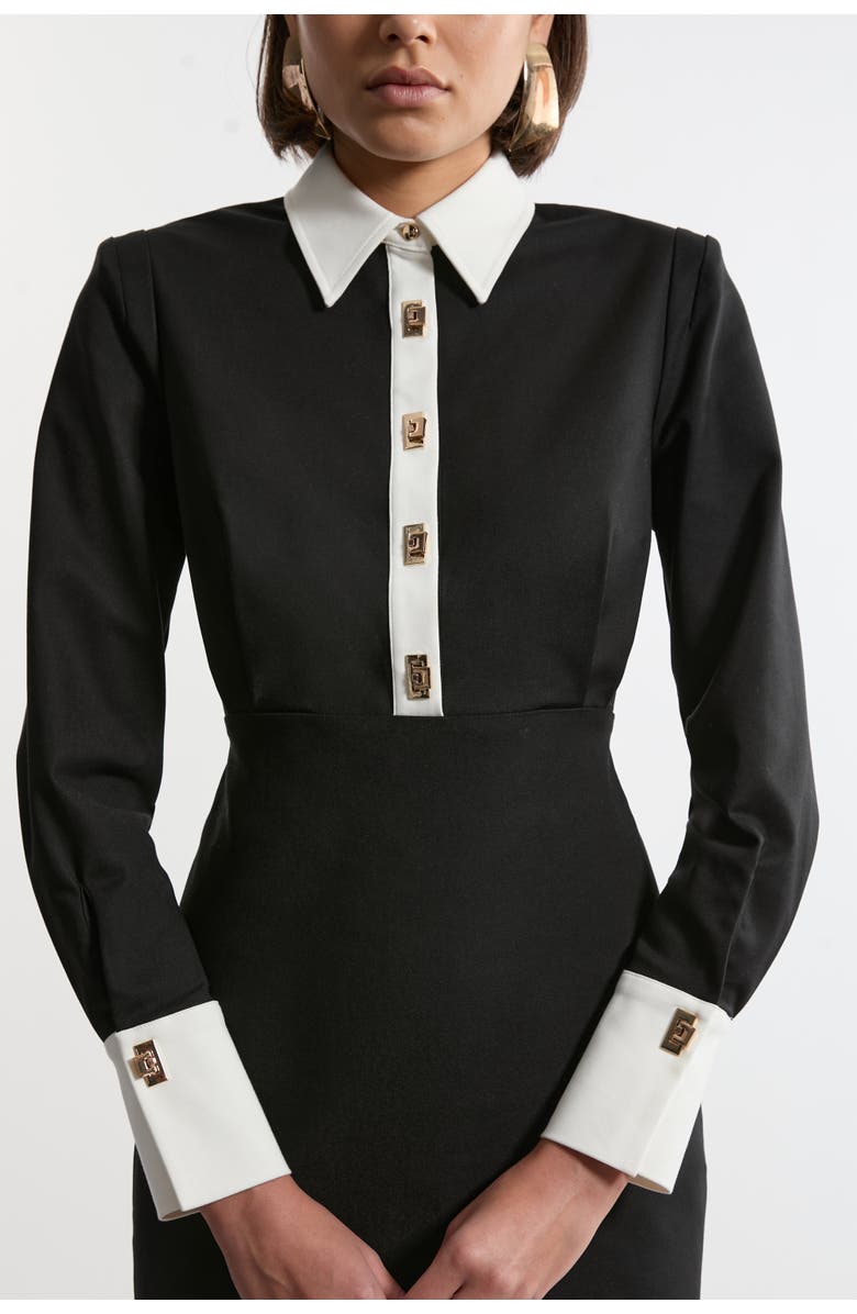 Karen Millen Petite Maxi Shirt Dress, Alternate, color, Mono