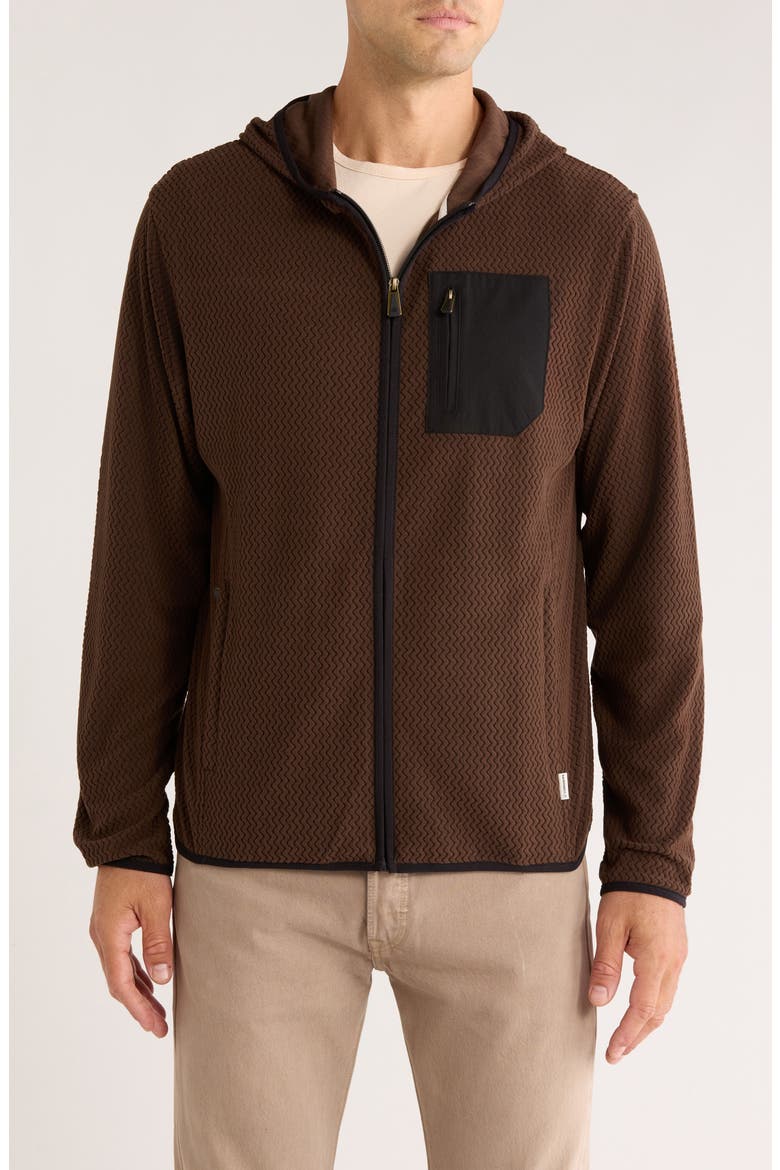 Vault Chevron Knit Zip Hoodie, Main, color, DARK BROWN