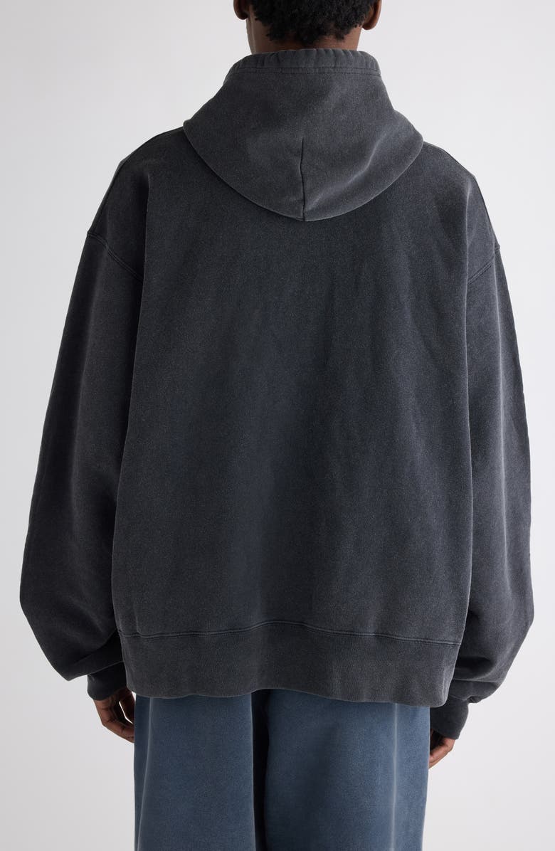 Balenciaga Oversize Zip-Up Graphic Hoodie, Alternate, color, 1041 Faded Washed Black
