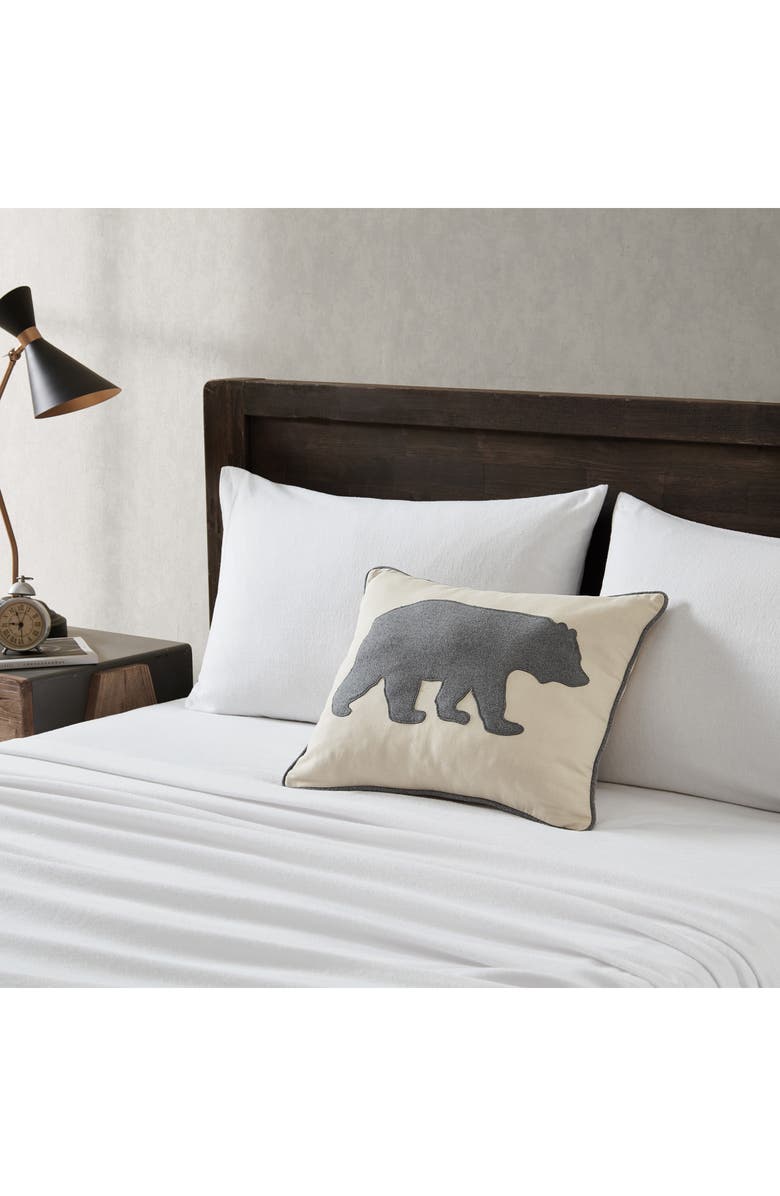 Eddie Bauer Bear Throw Pillow, Alternate, color, Grey