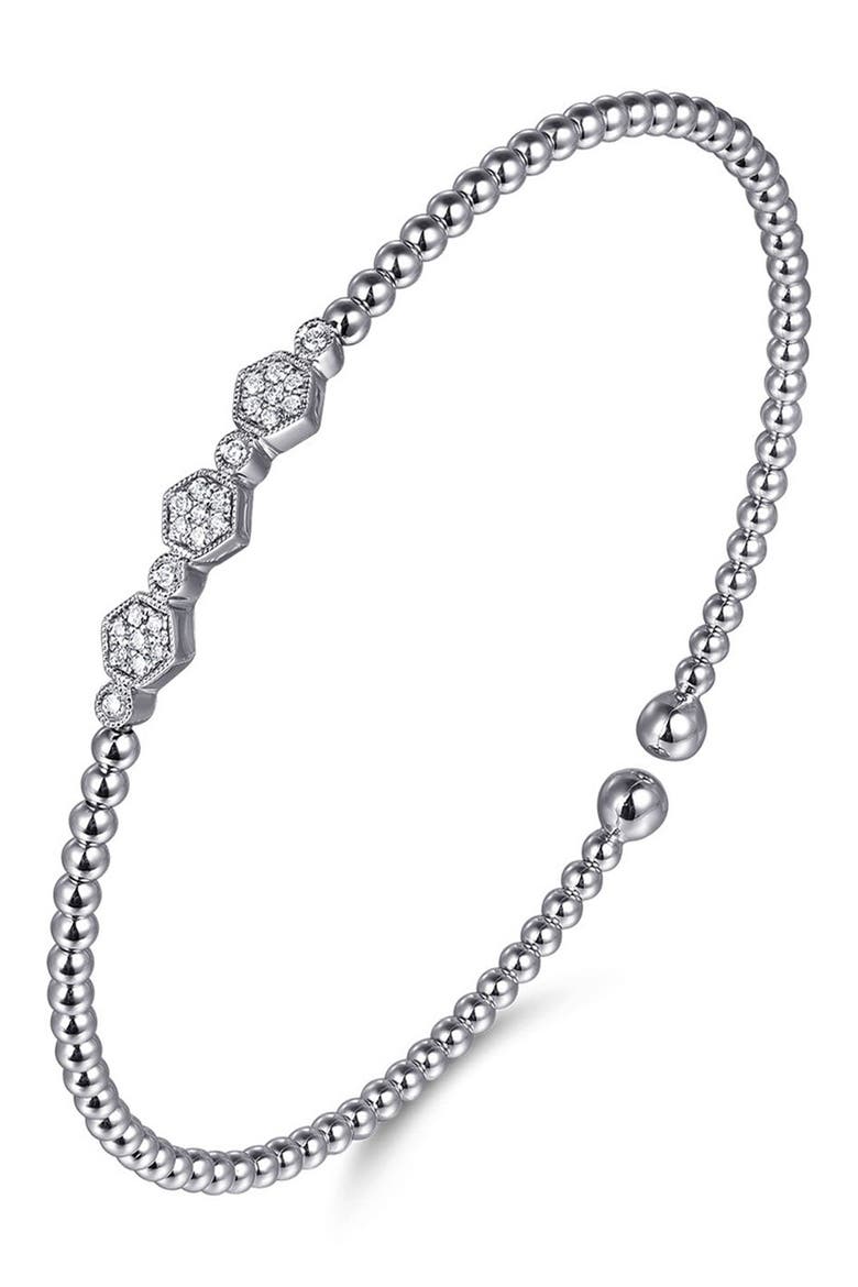 Bujukan Diamond Beaded Cuff Bracelet, Alternate, color, WHITE GOLD
