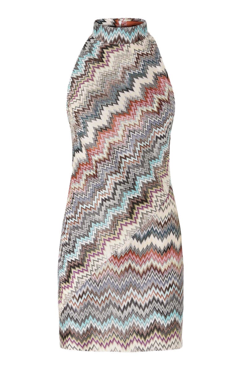 Missoni Mini Dress With Halter Neckline And Raschel Detailing, Alternate, color, Multicoloured