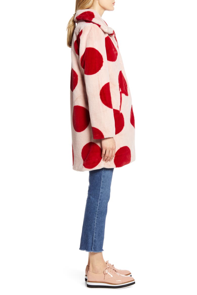 x Atlantic-Pacific Polka Dot Faux Fur Coat (Nordstrom Exclusive), Alternate, color, PINK- RED SPOTTED DOTS