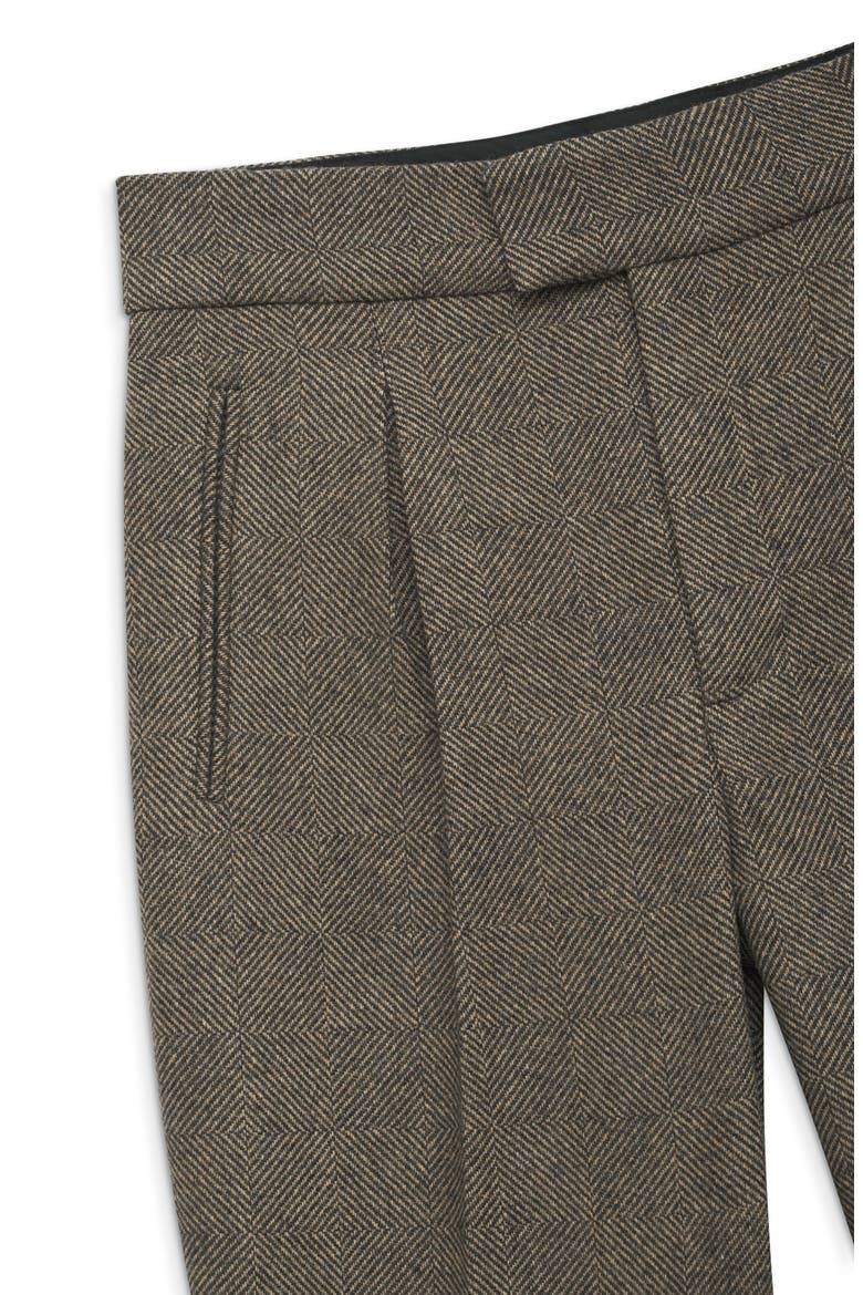 Brice Herringbone Wool Blend Trousers, Alternate, color, BLACK AND TAN HERRINGBONE