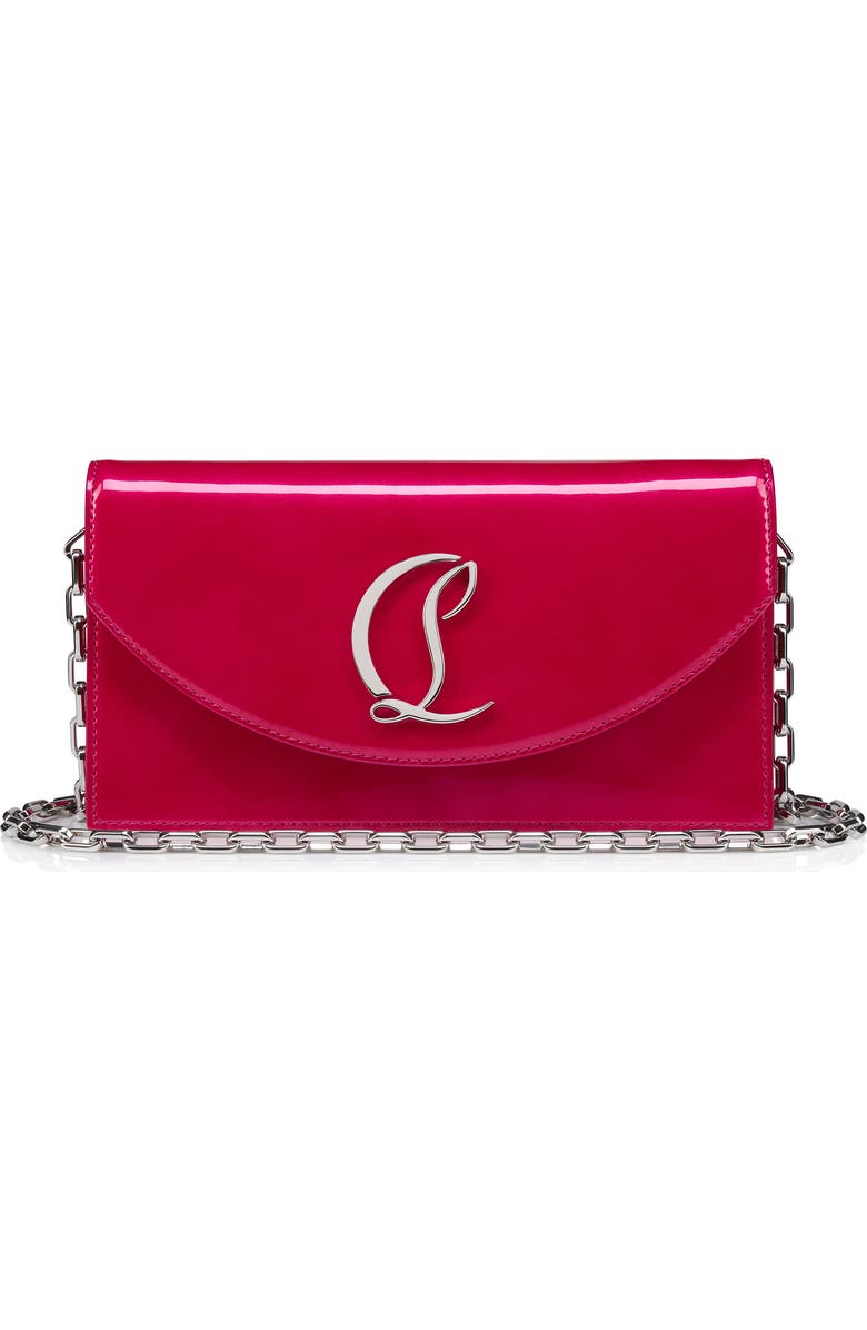 Christian Louboutin Loubi54 Patent Leather Clutch, Main, color, Pinup/ Silver