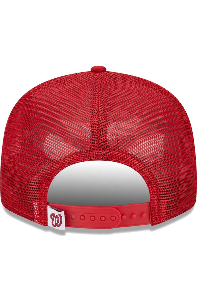 New Era Men's New Era Red Washington Nationals Team Color Trucker 9FIFTY Snapback Hat, Alternate, color, 