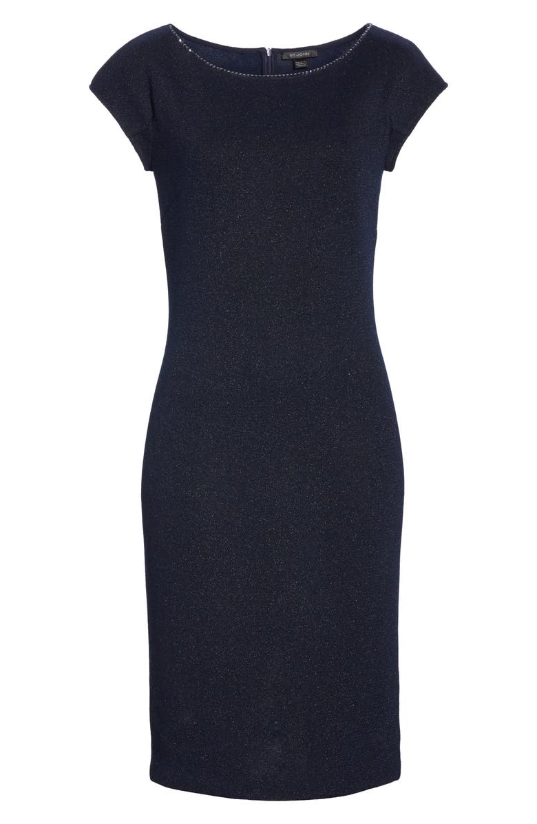 St. John Collection Mod Metallic Knit Sheath Dress, Alternate, color,