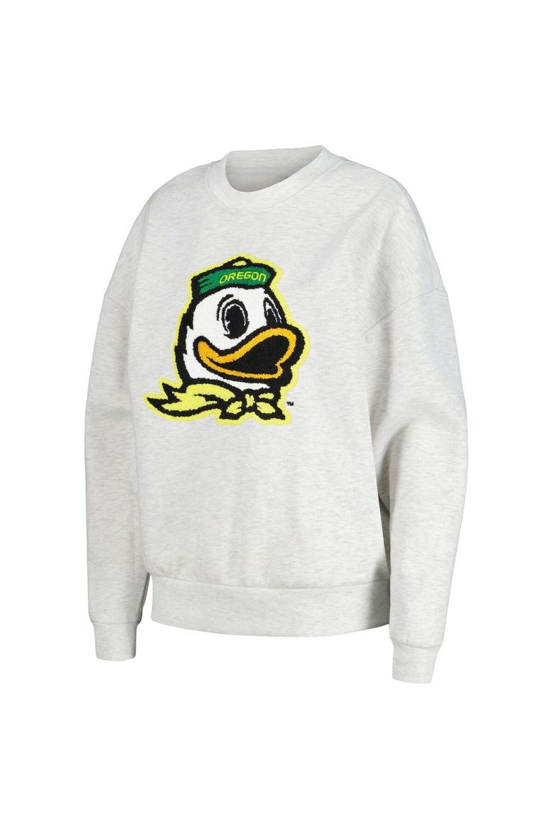 Women's Gameday Couture Ash Oregon Ducks Team Effort Pullover Sweatshirt & Shorts Sleep Set, Alternate, color, Ash