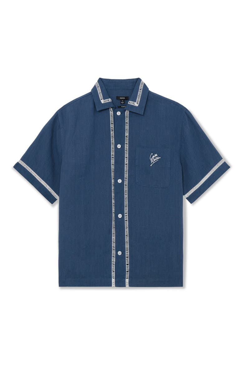Yamal Linen Camp Shirt, Alternate, color, BLUE