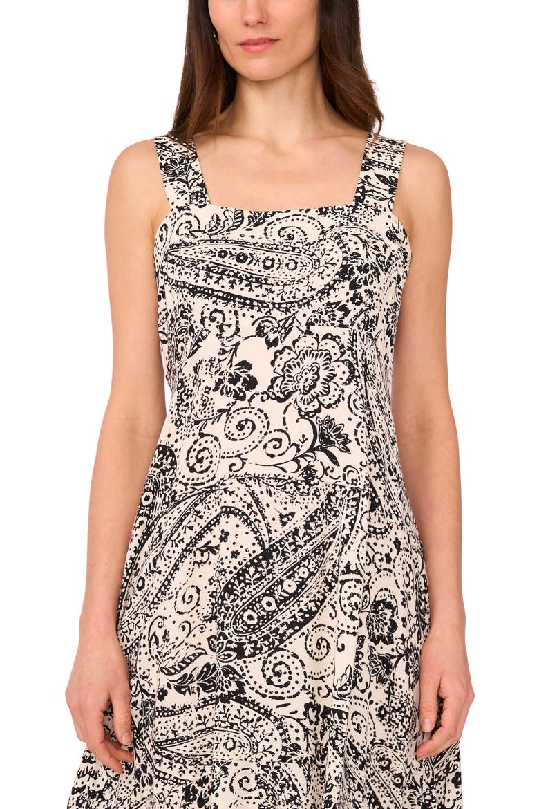 Floral Paisley Tiered Maxi Dress, Alternate, color, RICH BLACK
