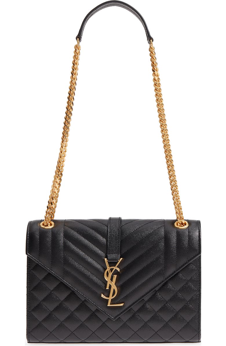 Saint Laurent Medium Cassandra Quilted Leather Envelope Bag, Main, color,