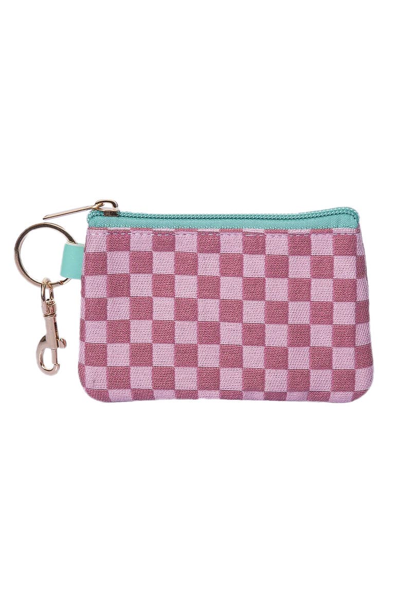 Totalee Gift Pink Checkered Zip Wallet Polyester Pink, Main, color, Pink