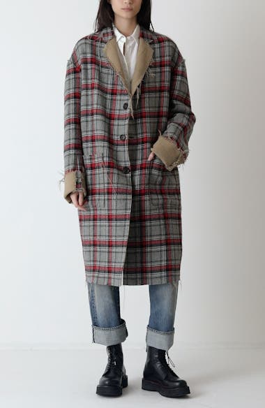 R13 Reversible Raw Cut Cotton & Virgin Wool Coat | Nordstrom