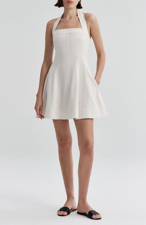 Elli Fit & Flare Linen Blend Halter Dress