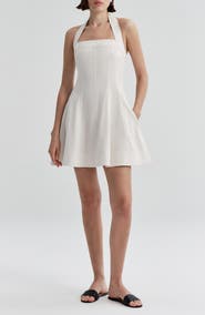 A.L.C. Elli Fit & Flare Linen Blend Halter Dress