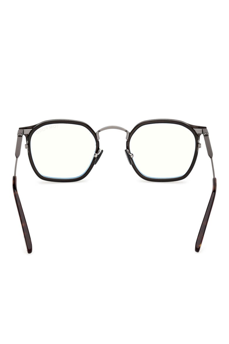 50mm Round Blue Light Blocking Glasses, Alternate, color, GUNMETAL HAVANA / T LOGO
