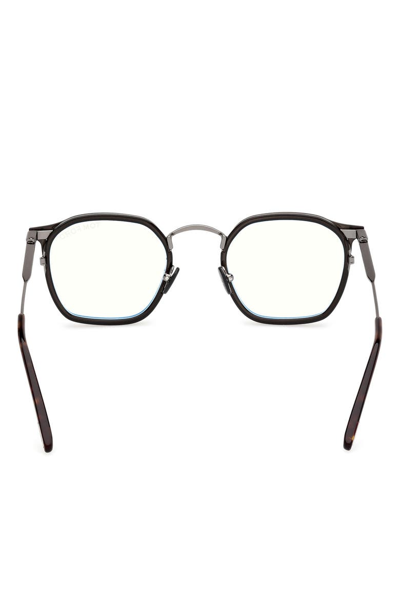 TOM FORD 50mm Round Blue Light Blocking Glasses, Alternate, color, Gunmetal Havana / T Logo