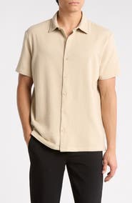 Calvin Klein Seersucker Button Front Polo