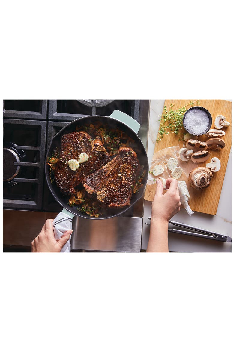 Enameled Cast Iron 12-Inch Open Skillet, Alternate, color, PISTACHIO