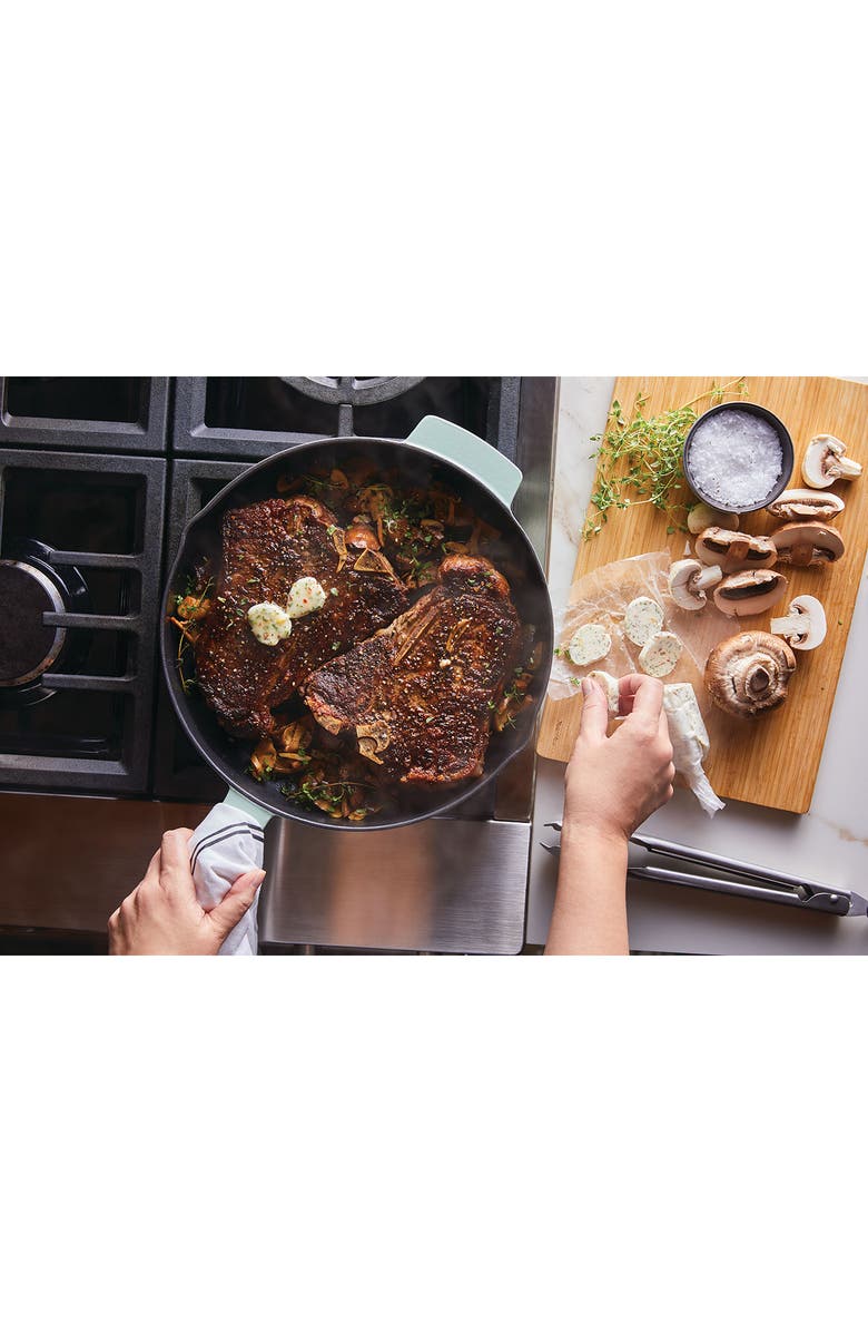 KITCHENAID Enameled Cast Iron 12-Inch Open Skillet, Alternate, color, Pistachio