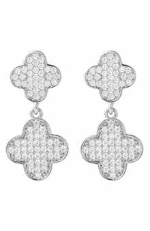 Adornia Pavé Cubic Zirconia Clover Drop Earrings