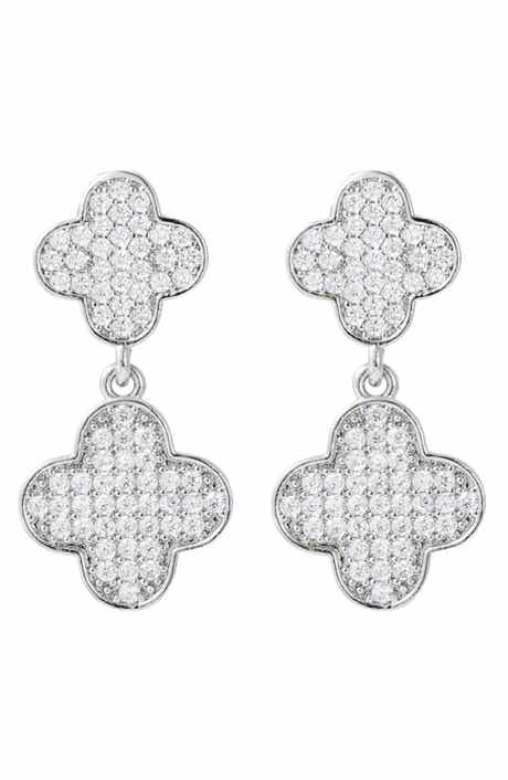 Adornia Pavé Cubic Zirconia Clover Drop Earrings