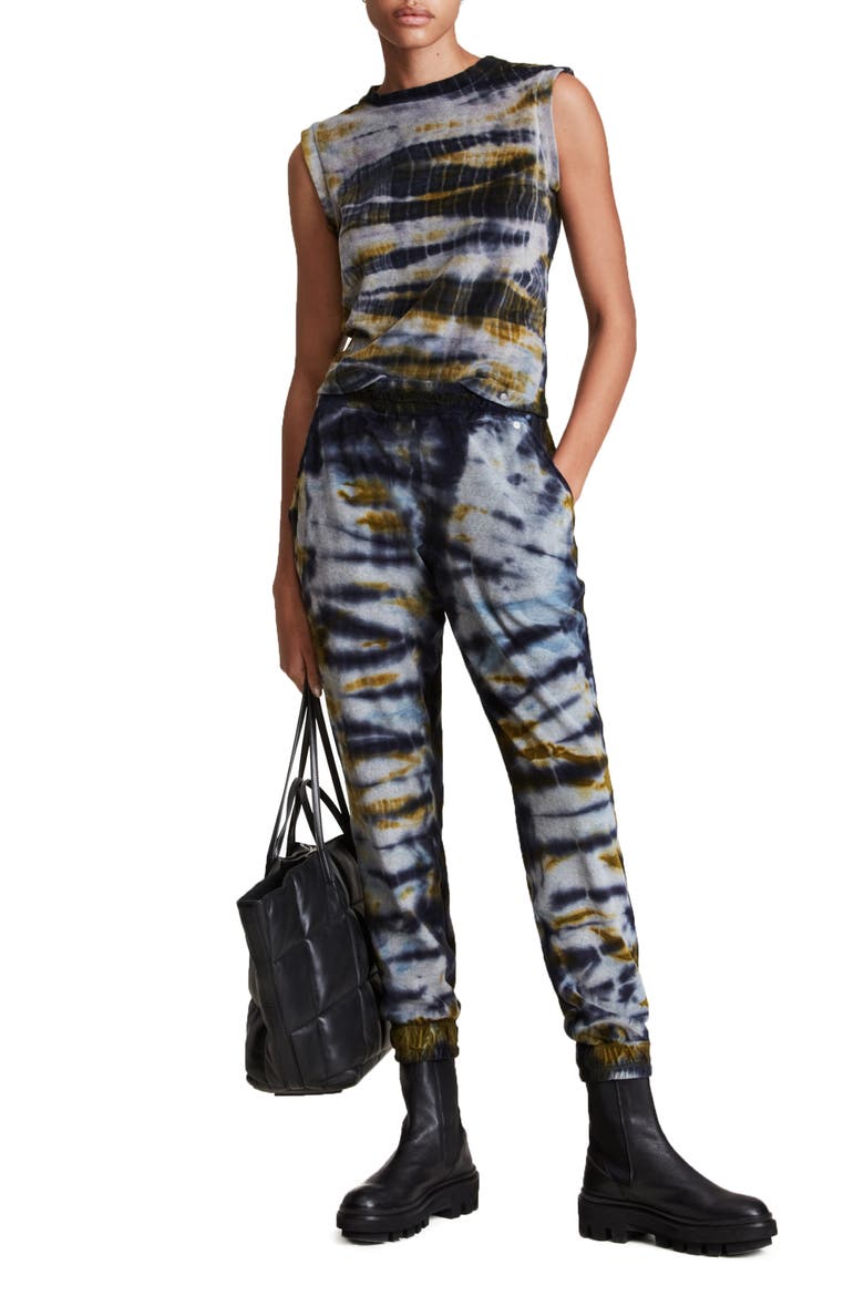 Imogen Velvet Tie Dye Tank, Alternate, color, KHAKI/ INK