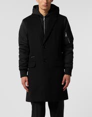 PHILIPP PLEIN Single Breast Hooded Coat Men