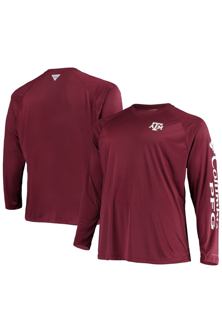 Men's Columbia Maroon Texas A&M Aggies Big & Tall Terminal Tackle Omni-Shade Long Sleeve Raglan T-Shirt, Alternate, color, Maroon