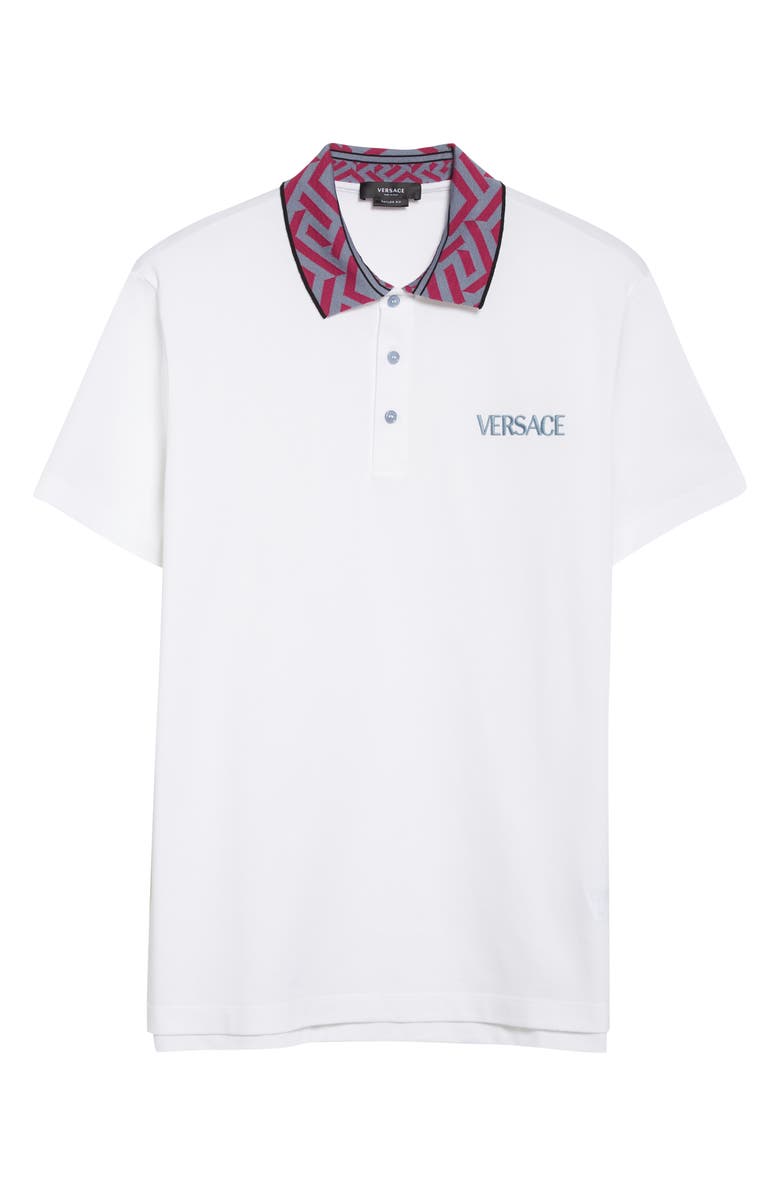 Versace Tailored Fit Greca Collar Polo, Alternate, color,