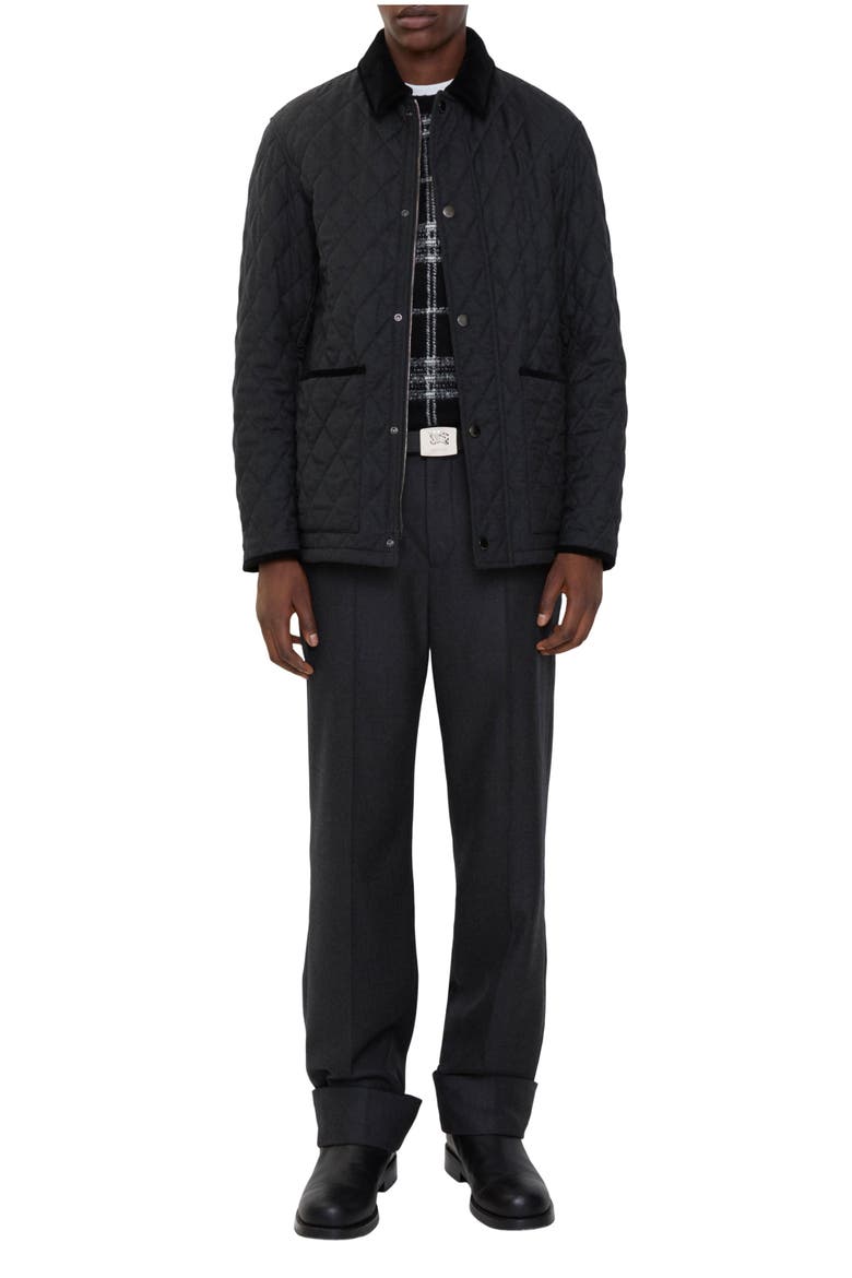 Quilted Wool Barn Jacket, Main, color, Charcoal grey