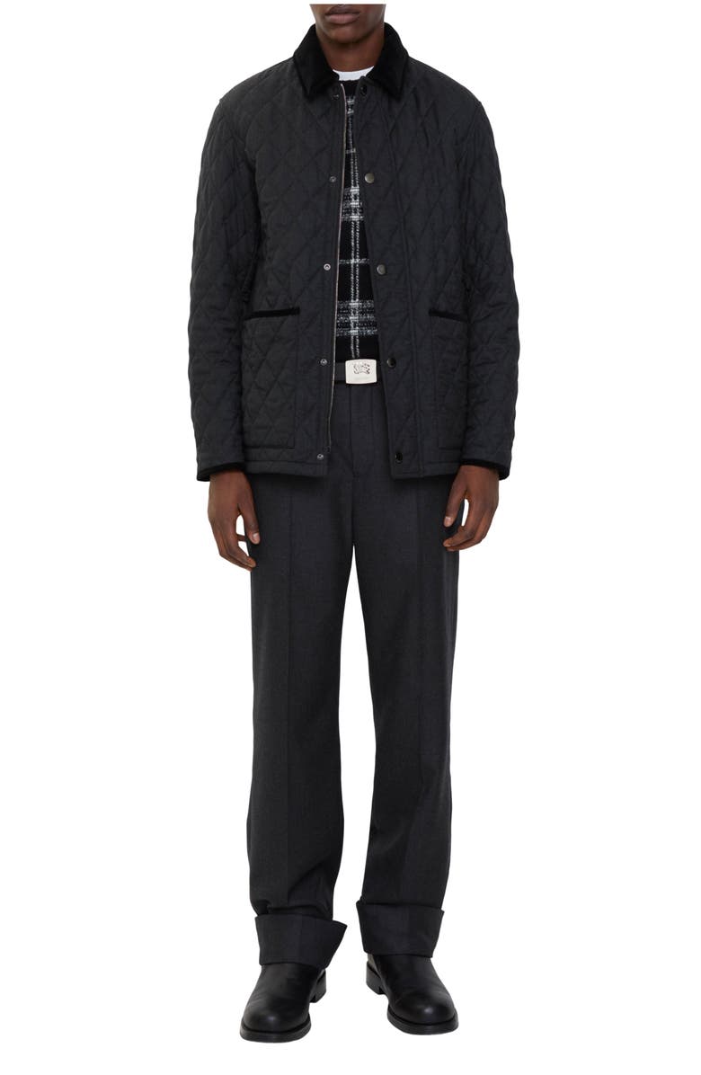 Burberry Quilted Wool Barn Jacket, Main, color, Charcoal Grey