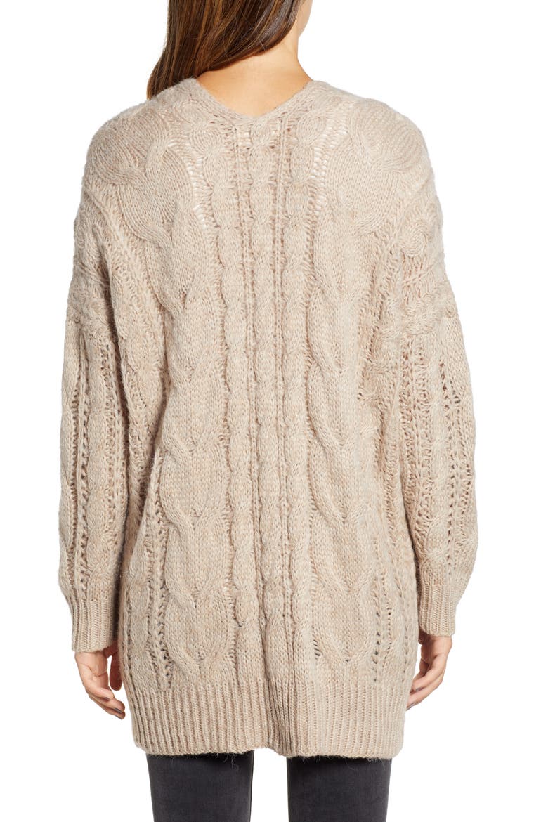 Chunky Cable Knit Cardigan, Alternate, color, TAUPE