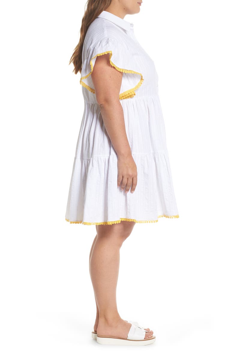 Shirred Shirt Dress, Alternate, color, WHITE