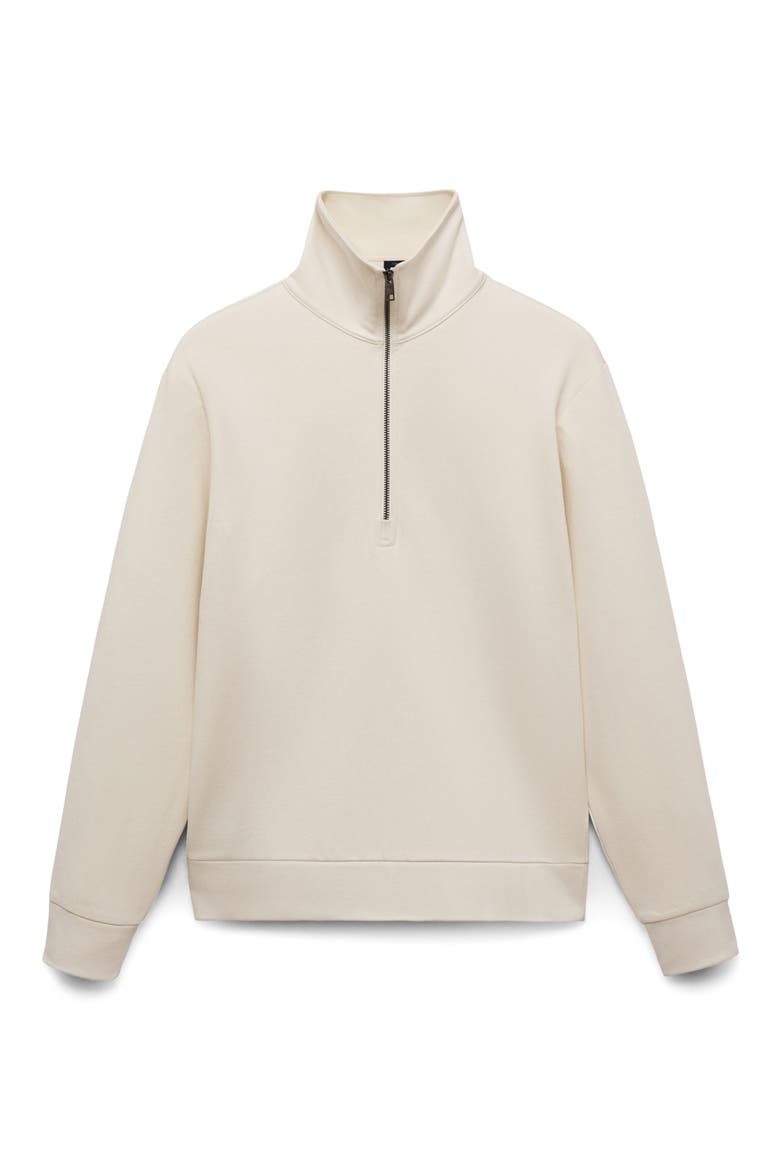 Cotton Blend Half Zip Sweatshirt, Alternate, color, OFF WHITE