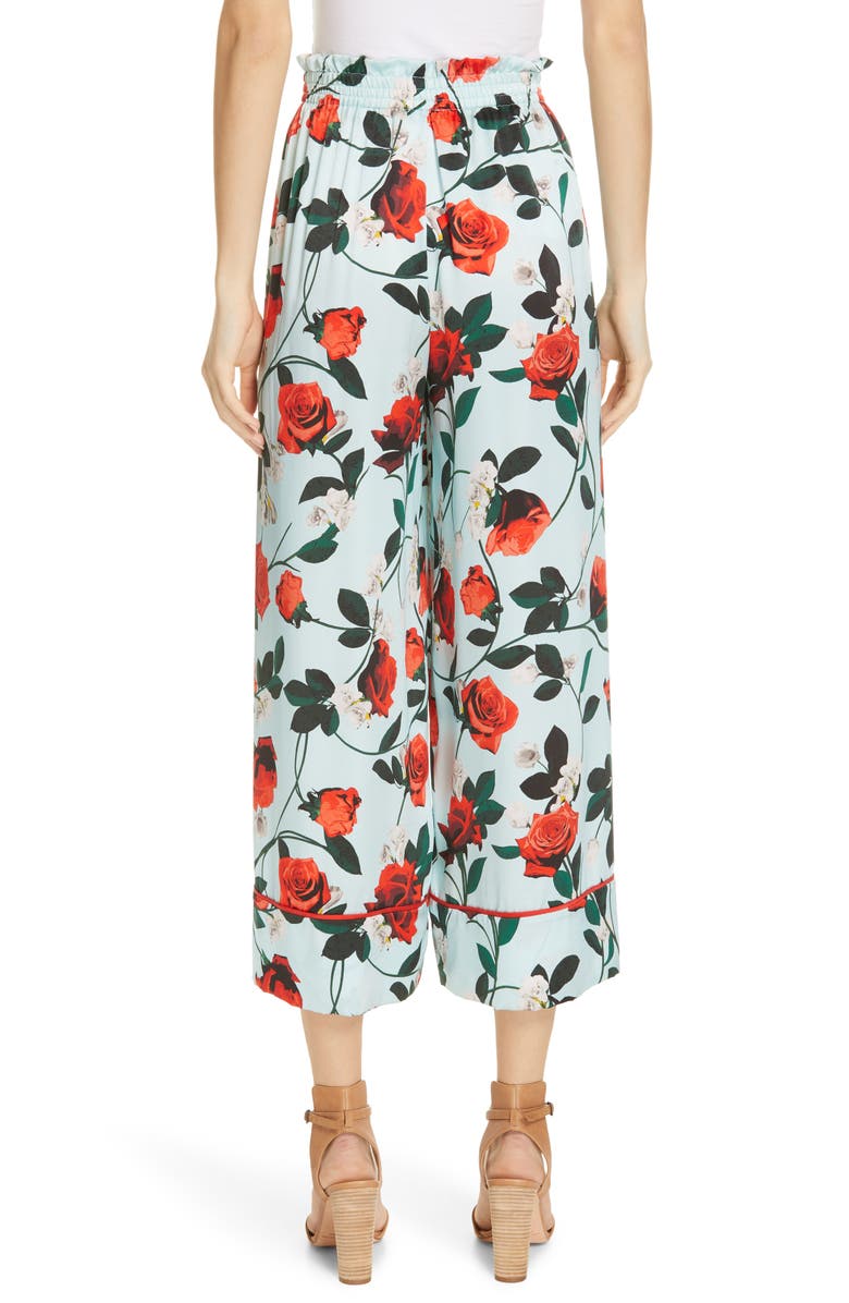 Alice + Olivia Elba Floral Crop Pants, Alternate, color, 