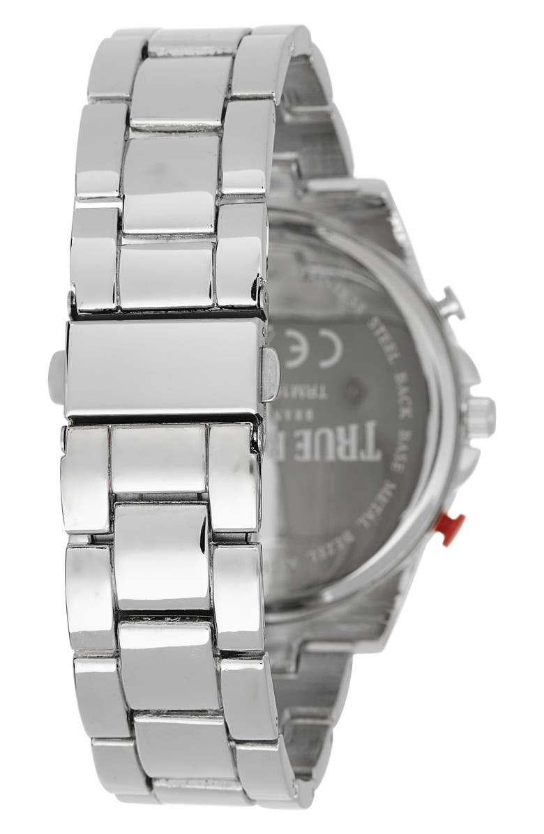 True Religion Chronograph Bracelet Watch, 45.1mm, Alternate, color, Silver