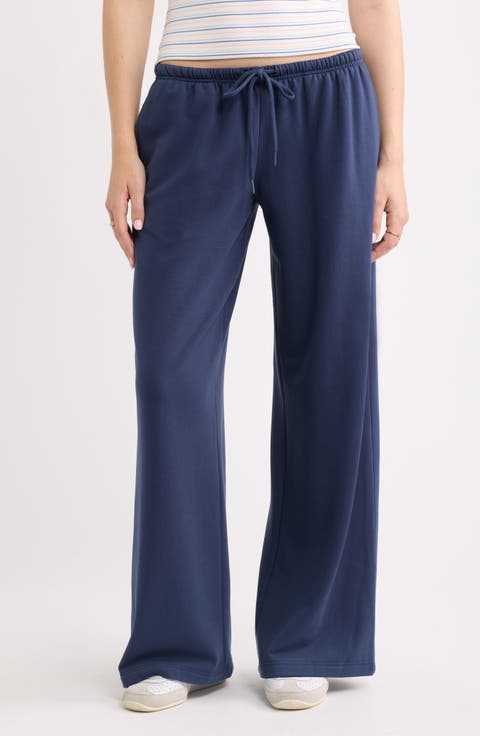 Narrow Waistband Baggy Wide Leg Sweatpants