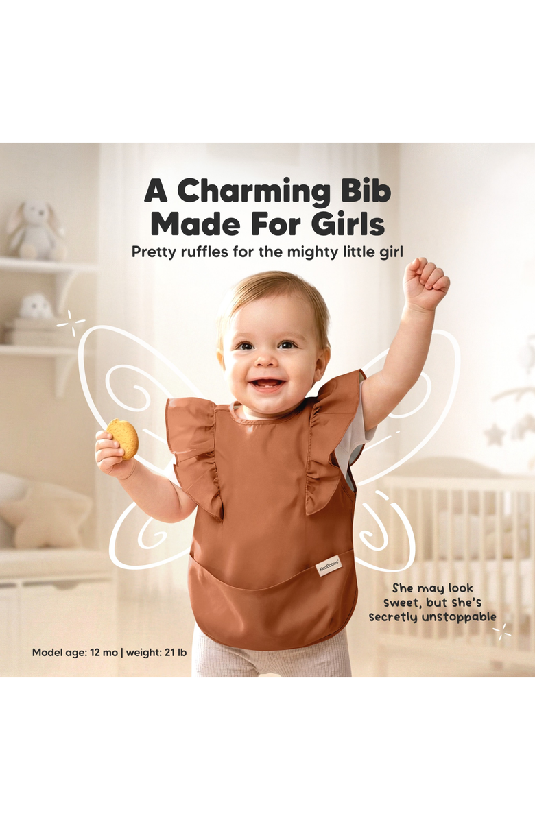 KeaBabies Fae Waterproof Bibs, Alternate, color, Frills, Terracotta