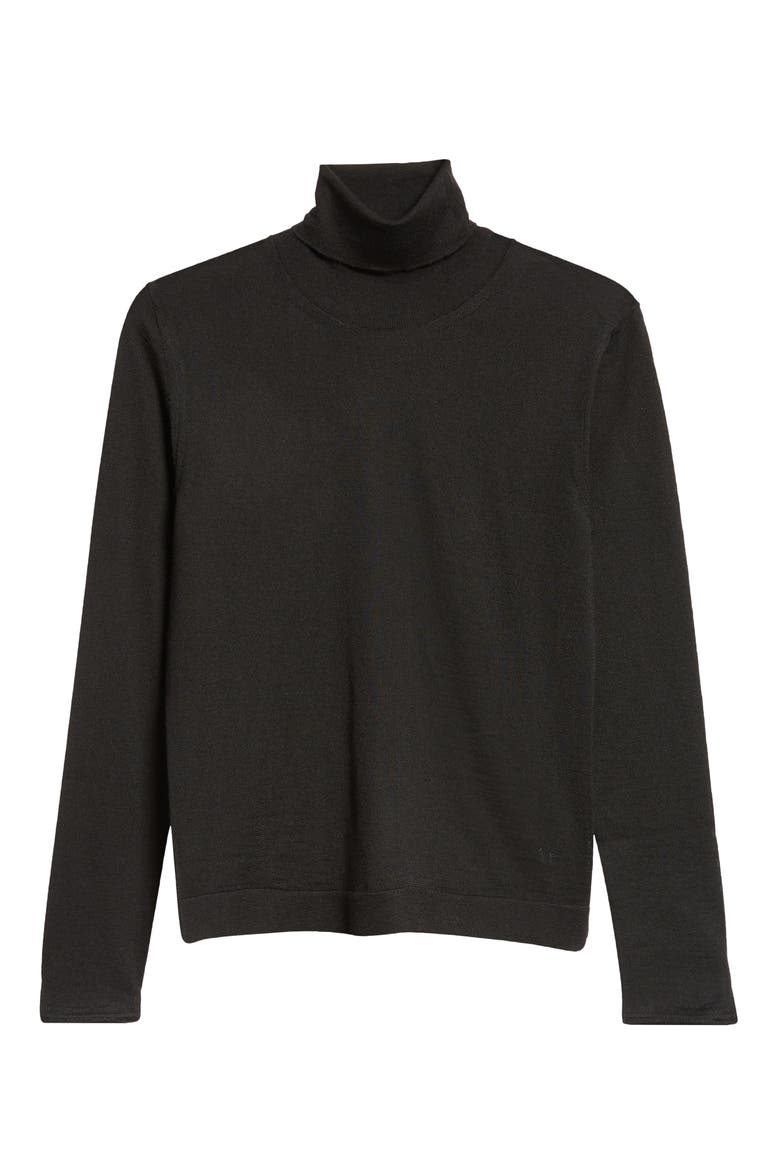 Fine Gauge Cashmere & Silk Turtleneck Sweater, Alternate, color, LB999 BLACK