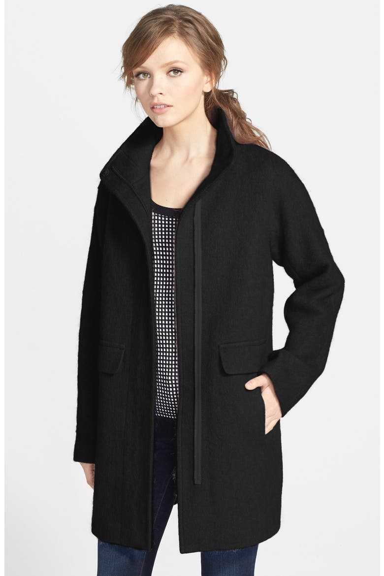 Kimono Sleeve Wool Blend Coat (Nordstrom Exclusive), Main, color, BLACK