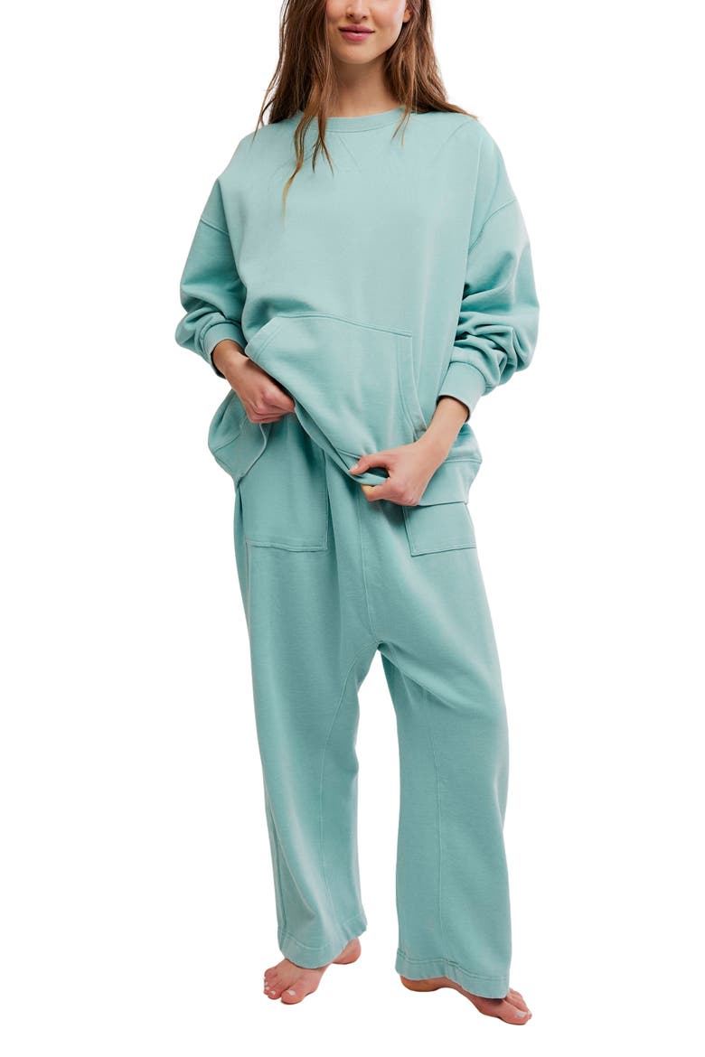 Intimately FP Slow It Down Oversize Cotton Blend Sweatshirt, Alternate, color, AQUA