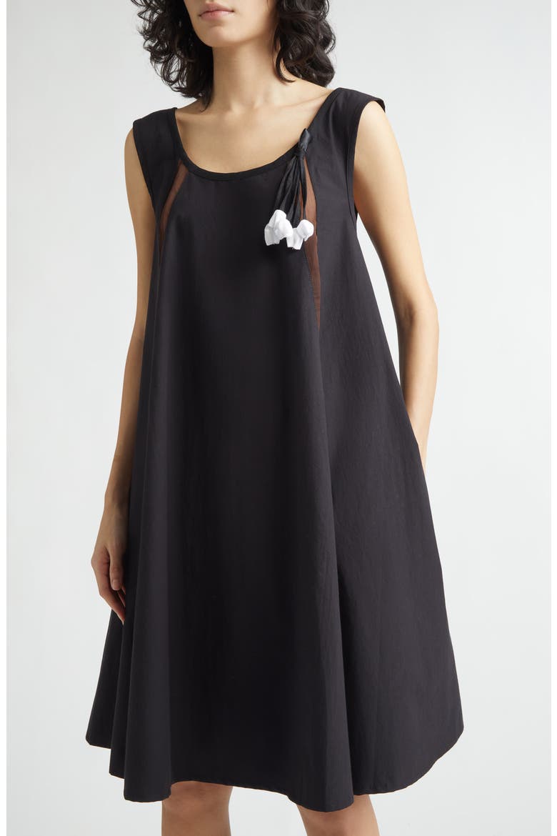 Lamp Shade Organic Cotton Trapeze Dress, Alternate, color, BLACK