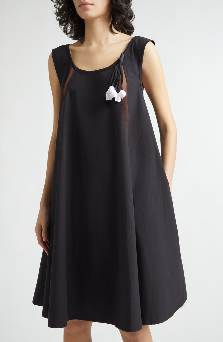 KÚR Lamp Shade Organic Cotton Trapeze Dress, Alternate, color, Black