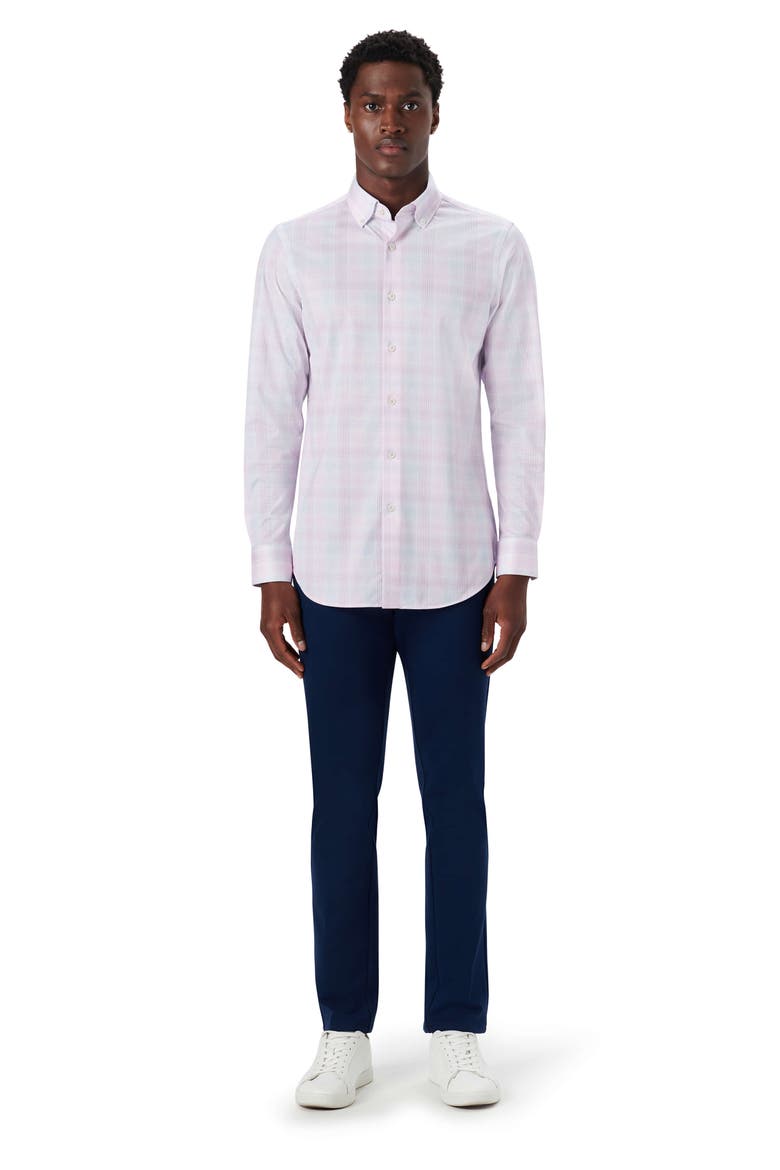 OoohCotton® Plaid Button-Up Shirt, Alternate, color, PINK