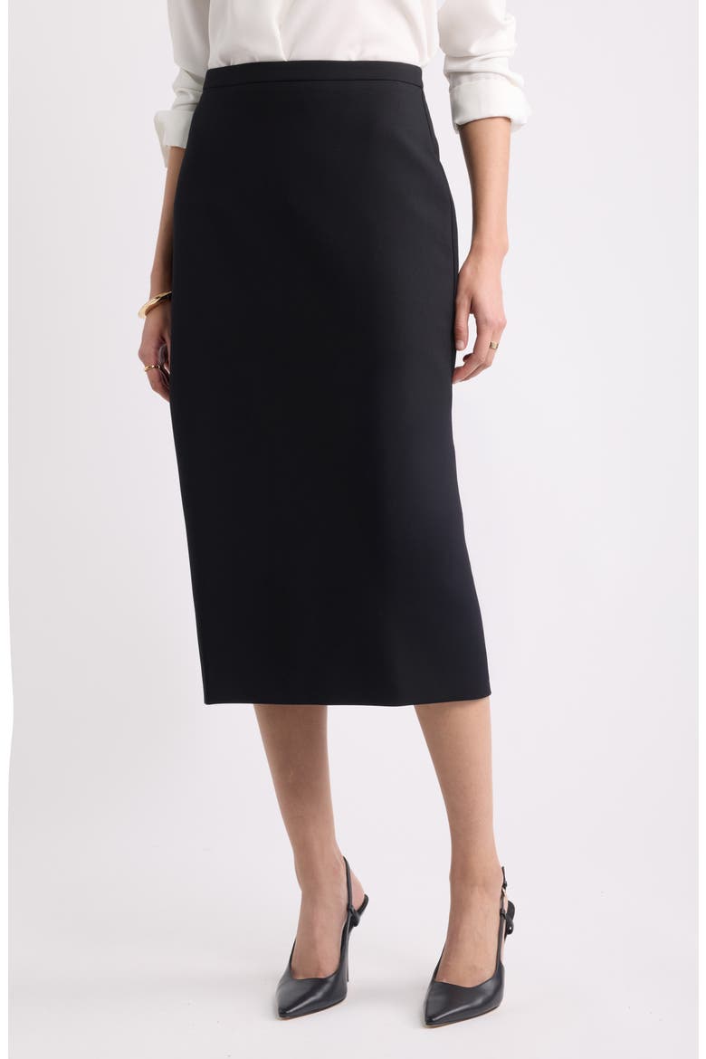 Suiting Column Midi Skirt, Main, color, BLACK