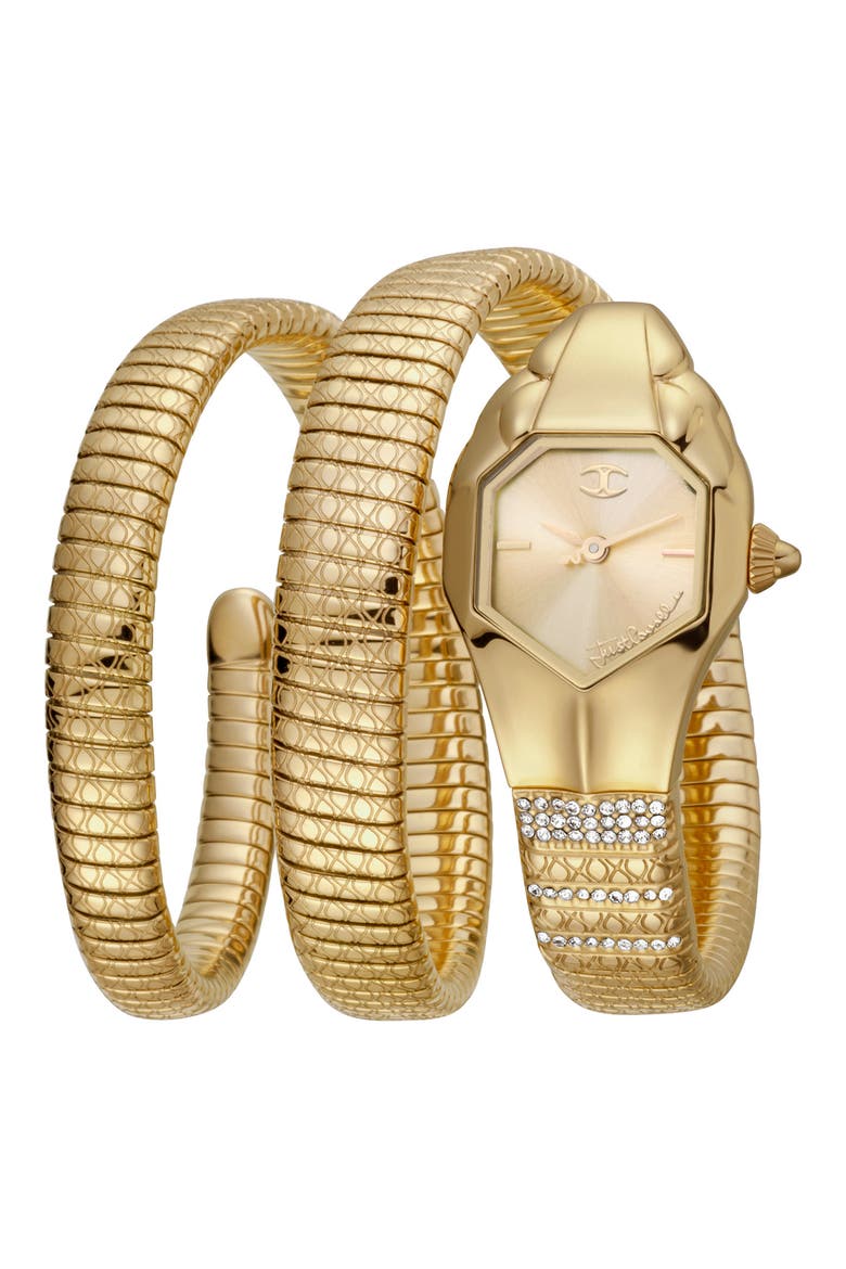 Glam Snake Wraparound Bracelet Watch, 22mm, Main, color, GOLD