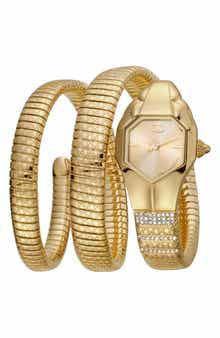 Glam Snake Wraparound Bracelet Watch, 22mm